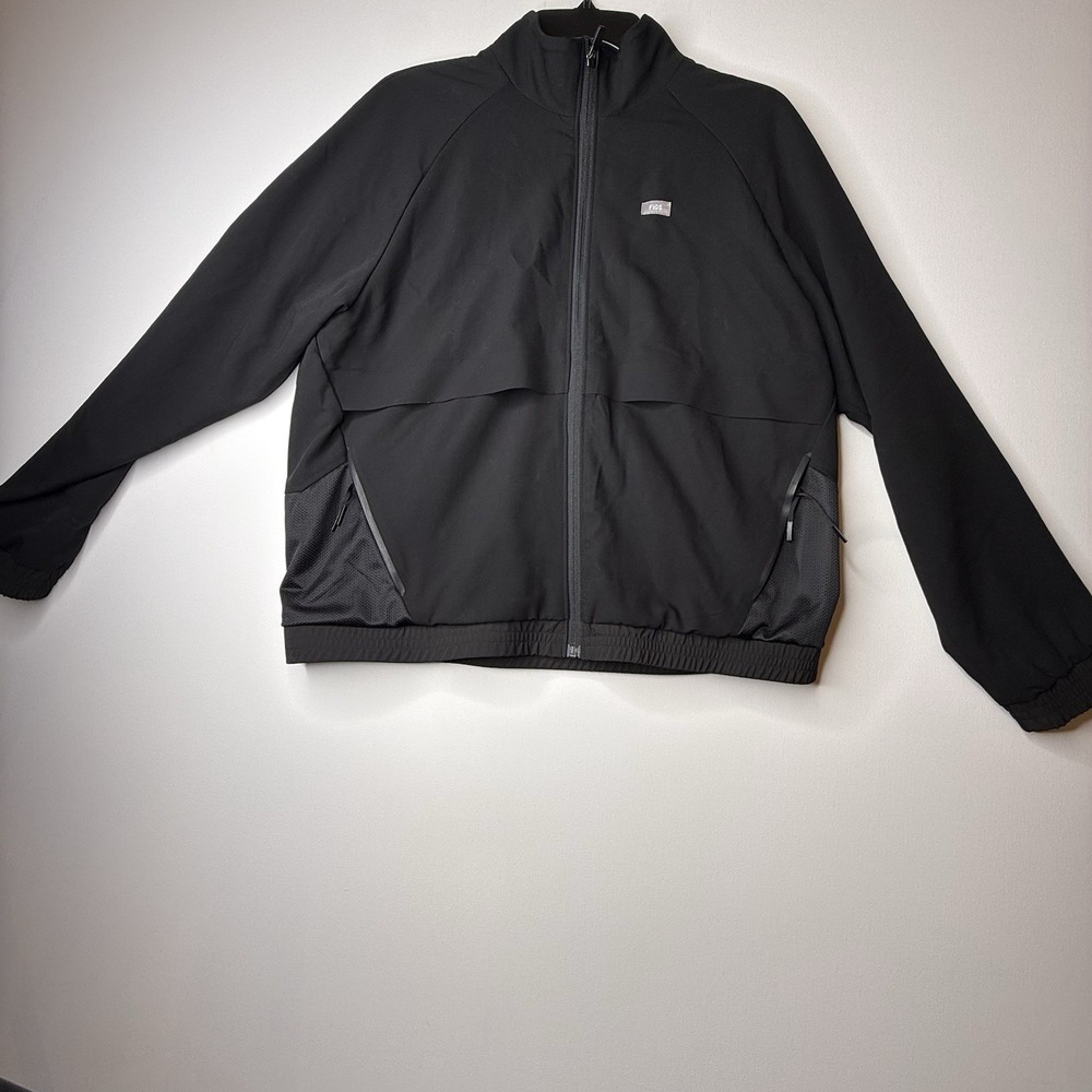 Figs Technical Collection Women's Black Large Scrub Jacket Full Zip Pockets